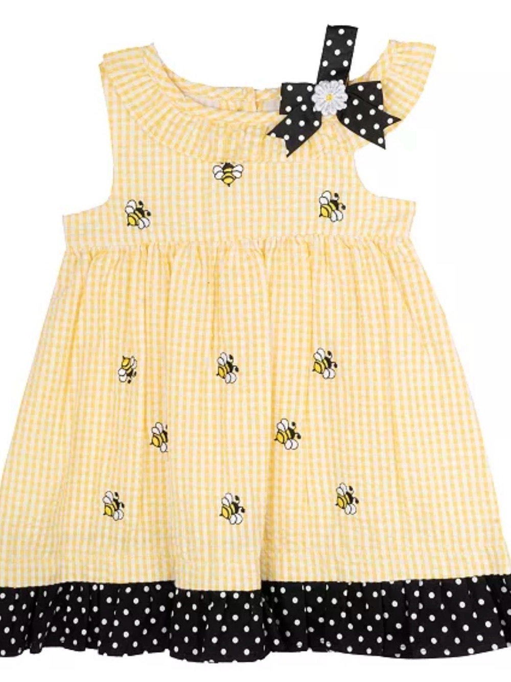 Rare Editions Baby Girls Bumble Bee Dress Yellow 6/9 Months New